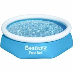 Bestway Fast Set Kit Piscine Gonflable Ronde 2,44 M X 61 Cm (Bleu/Bleu Clair, (bleu/bleu Clair, Avec Pompe De Filtration))