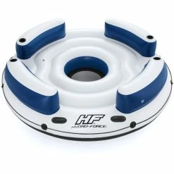Bestway Hydro-Force Salon Flottant 4 Personnes Lazy Dayz 2,39 M, île Gonflable (Blanc/Bleu, 39 M, Bleu, Blanc, Ile Flottante, Monochromatique, Homme/femme, 360 Kg, 4 Personne(s))
