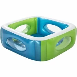 Bestway Piscine à Hublots (Bleu/Vert, 565 L, Rectangulaire 168cm X 168cm X 56cm,bleu,vert)