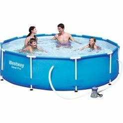 Bestway Steel Pro 3.05m X 76cm, Bleu, Piscine (Bleu, Bleu, 4678 L, Piscine Hors Sol, Bleu, 20,9 Kg)