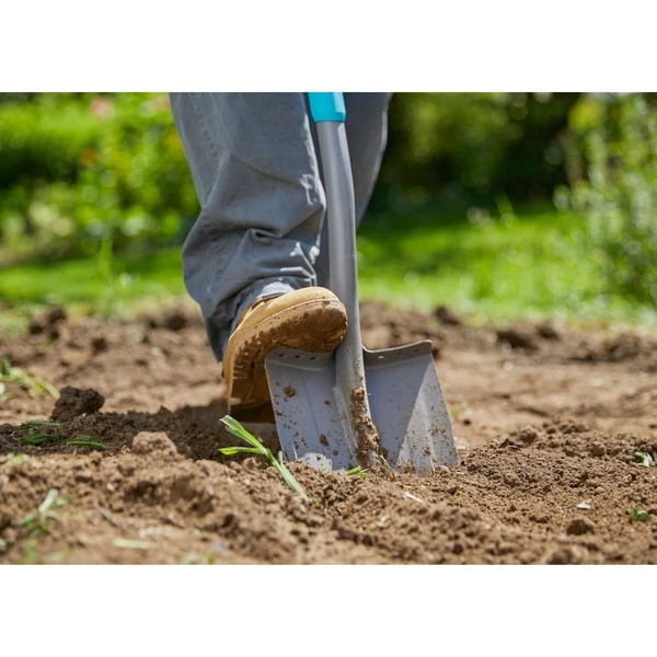 GARDENA 17020-20 Pelle Et Pioche Pelle à Drain Acier Inoxydable Noir (Gris/Turquoise, Pelle à Drain, Acier Inoxydable, Noir, En Forme De D, Monochromatique, 1260 Mm) – Image 5