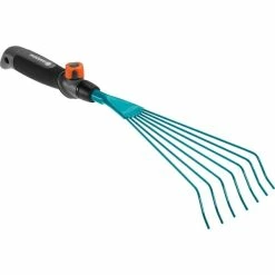 GARDENA Balai à Fleurs Combisystem (Turquoise/Noir, Râteau Manuel, Acier, Duroplast, Noir/Orange, 1 Pièce(s), 120 Mm)