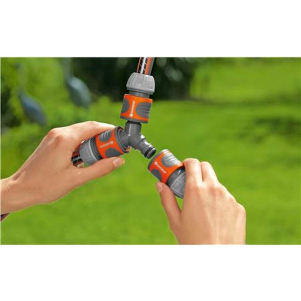 GARDENA Nécessaire De Dérivation En Y Pour Arrosage 13 Mm (1/2) Et 15 Mm (5/8), Raccord De Tuyau (Gris/Orange, Gris, Orange) – Image 2