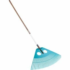 GARDENA Râteau à Feuilles Combisystem XXL, Balai (Turquoise/bois)