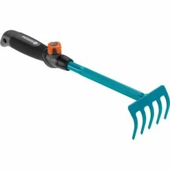 GARDENA Râteau à Fleurs Combisystem, Râteau à Main (Turquoise/Noir, Râteau Manuel, Acier, Duroplast, Noir/Orange, 1 Pièce(s), 85 Mm)