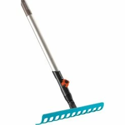 GARDENA Râteau De Jardin Emmanché Combisystem (Turquoise/bois, Acier Galvanisé, Bois, Gris, 1 Pièce(s))