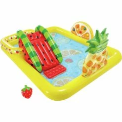 Intex Pataugeoire Fun 'n Fruity Play Center, 244x191cm, Piscine (Jaune, Jaune, Avec Toboggan Aquatique)