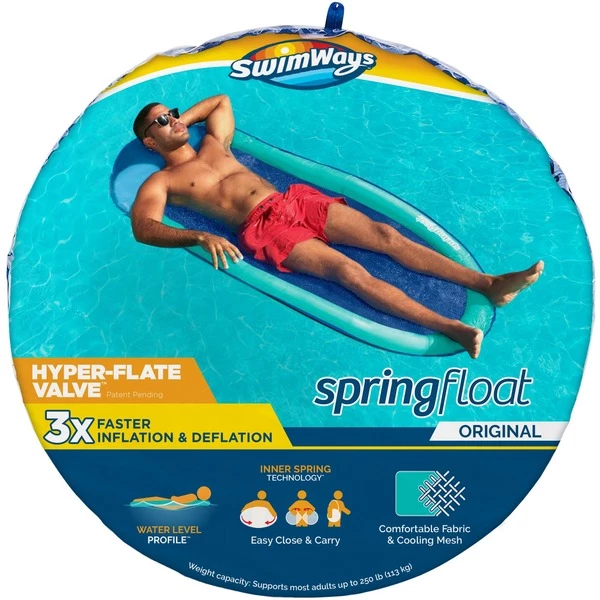 Spin Master SWIMWAYS - MATELAS PISCINE ET PLAGE - SPRING FLOAT ORIGINAL - Flotteur Gonflable En Tissu - Gonflage Facile Et Rapide - 6060919 - Matelas Semi-Immergé - Adultes Jeunes 15 Ans Et + - Couleur Aléatoire, Matelas Pneumatique (Bleu) 4 Spin Master SWIMWAYS - MATELAS PISCINE ET PLAGE - SPRING FLOAT ORIGINAL - Flotteur Gonflable En Tissu - Gonflage Facile Et Rapide - 6060919 - Matelas Semi-Immergé - Adultes Jeunes 15 Ans Et + - Couleur Aléatoire, Matelas Pneumatique (Bleu) – Image 2